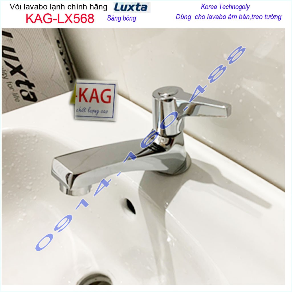 Vòi lavabo lạnh Luxta KAG-LX568 tay gạt vuông, Vòi chậu rửa mặt cao cấp nước mạnh thiết kế đẹp siêu bền