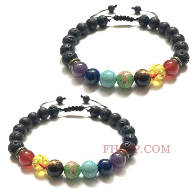 Vòng hạt đeo tay 7 chakra bằng hợp kim 8mm phong cách cổ điển