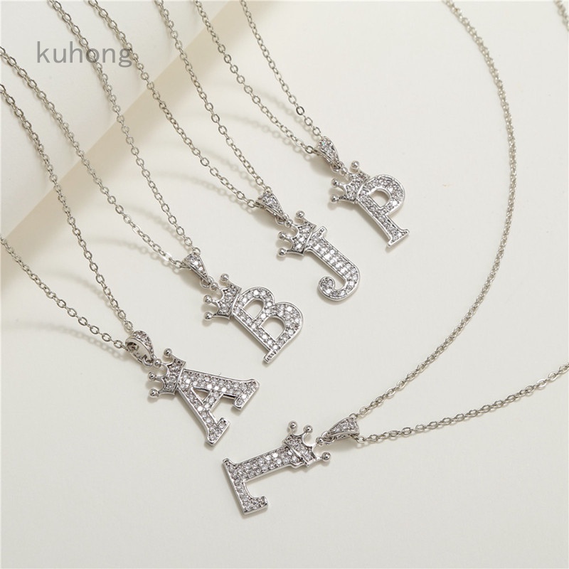 Vòng cổ HợP Kim HìNh Vương MiệN ĐíNh Đá 26 Chữ CáI