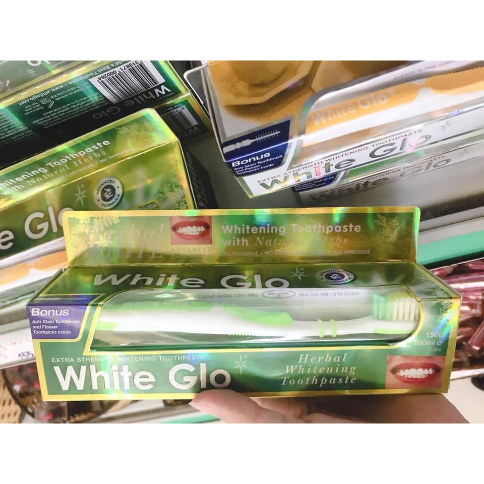 Kem đánh răng 2 trong 1 White Glo Anti-Plaque Whitening Toothpaste