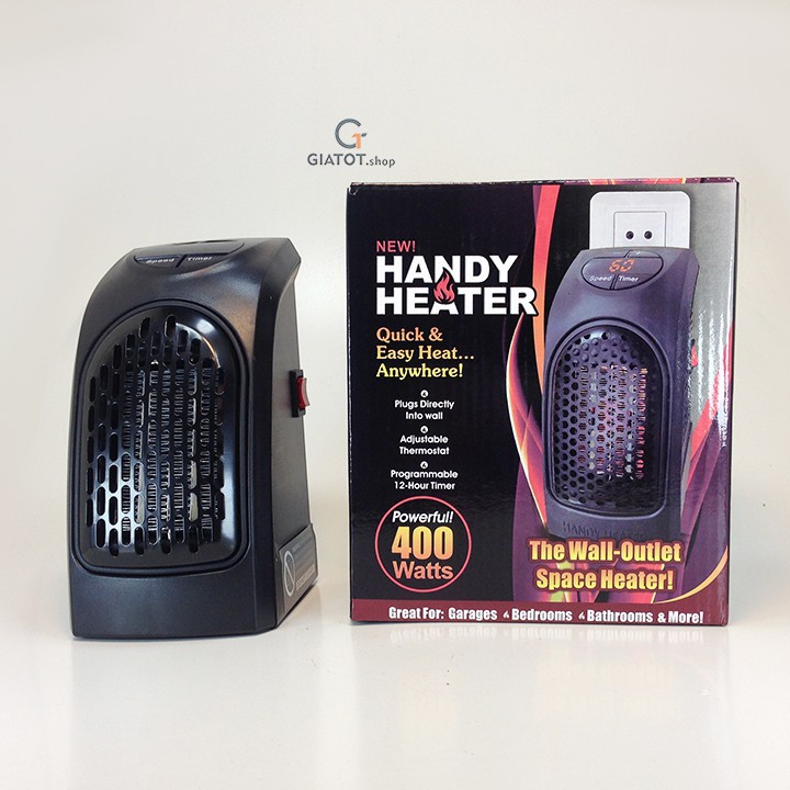 Quạt sưởi mimi, máy sưởi mini ấm tiết kiệm điện Handy Heater có hẹn giờ, cắm điện trực tiếp