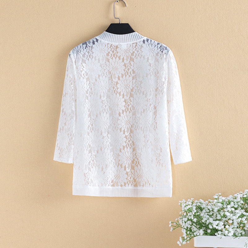 Áo Khoác Ngoài Chống Nắng Tay Dài Phối Ren Plus Size Cho Nữ