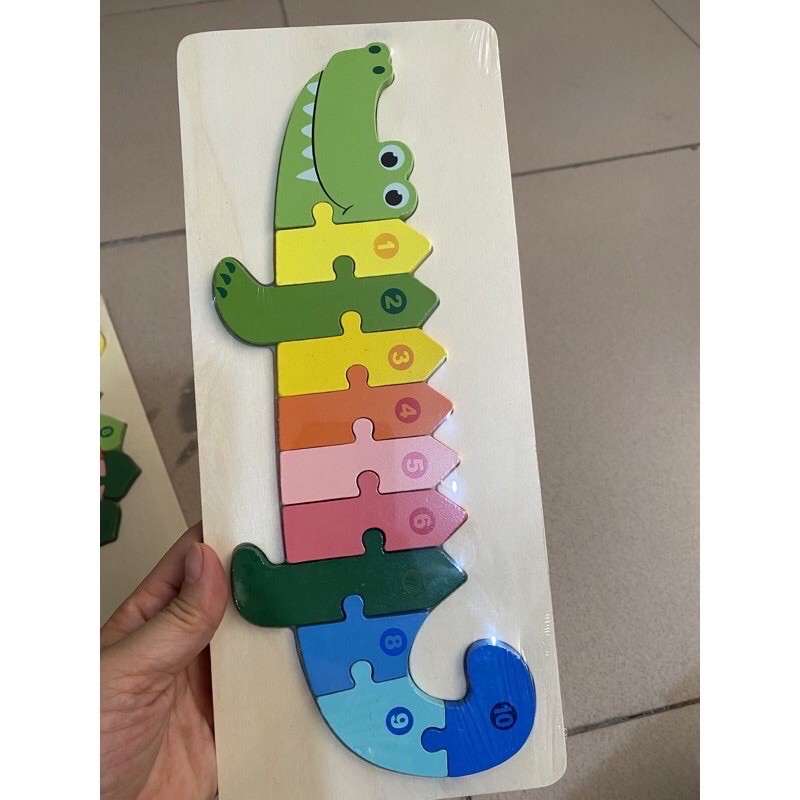 Tranh ghép gỗ con vật nối số từ 1 - 10 cho bé