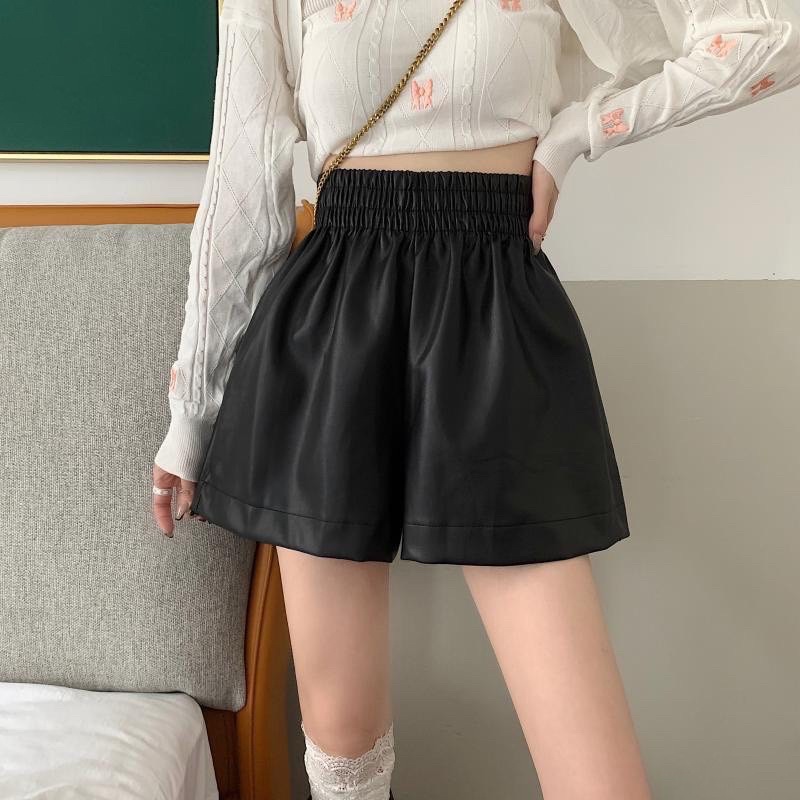 Quần Short Da Nữ Thời Trang - Quần Sóc Da Cạp Chun Dáng Xòe Bồng Hàng Cao Cấp