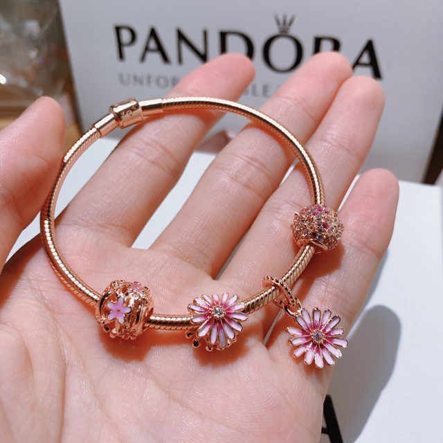 PANDORA Vòng Tay Mạ Bạc 925 Aa03564Sfsd Asrt666 Họa Tiết Hoa Cúc Xinh Xắn Cho Nữ