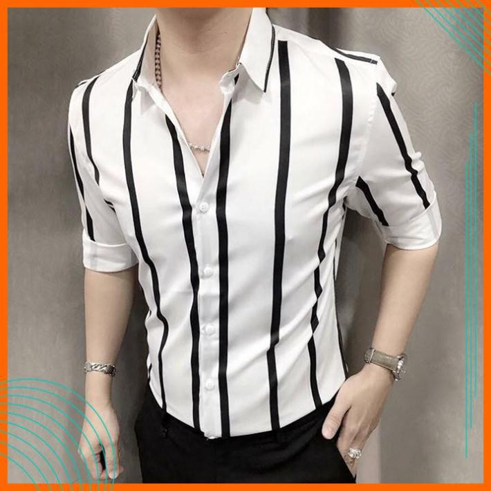 Áo sơ mi - Áo sơ mi nam kẻ cao cấp - Chất liệu lụa mềm mịn, kiểu dáng slimfit trẻ trung, thanh lịch, tôn dáng | BigBuy360 - bigbuy360.vn