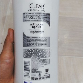 DẦU GỘI CLEAR BẠC HÀ 630gam