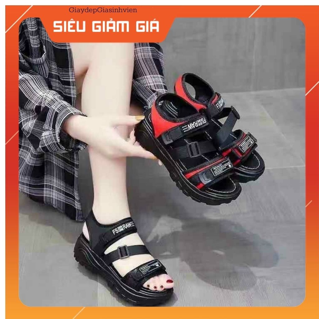 Dép sandal nữ đế cao 5cm, quai chéo, ful đen hàn quốc siêu xinh
