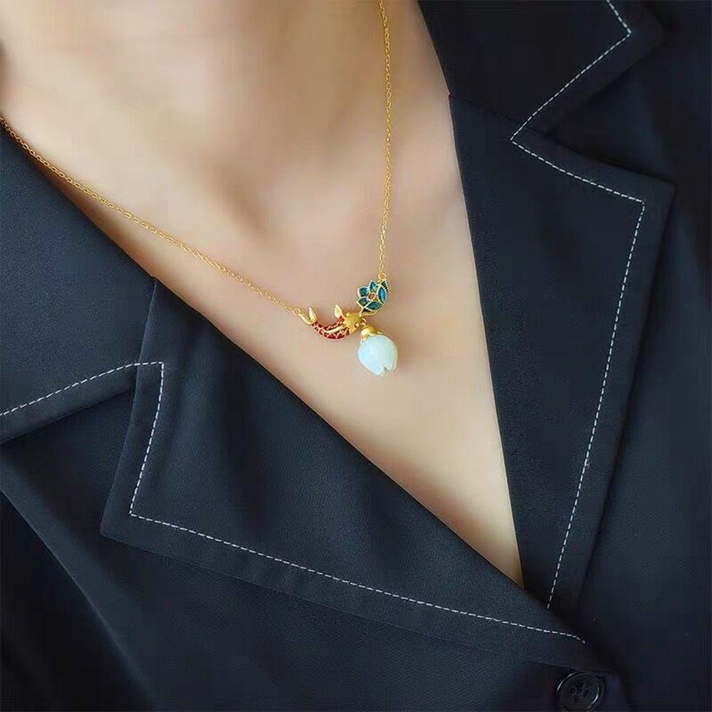 Dây Chuyền Mặt Hoa Sen Sang Trọng Phong Cách Vintage Thanh Lịch Dành Cho Nữ