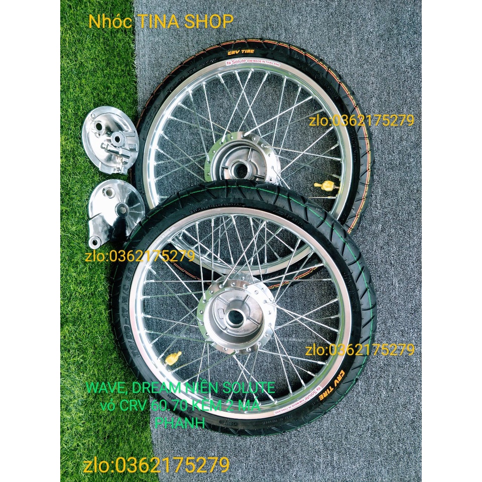 CẶP BÁNH CĂM WAVE DREAM NIỀN NHÔM  SOLUTE THÁI,BAN ZAI,DALE, VỎ CRV THÁI 60.70 KÈM 2 MÁ PHANH .