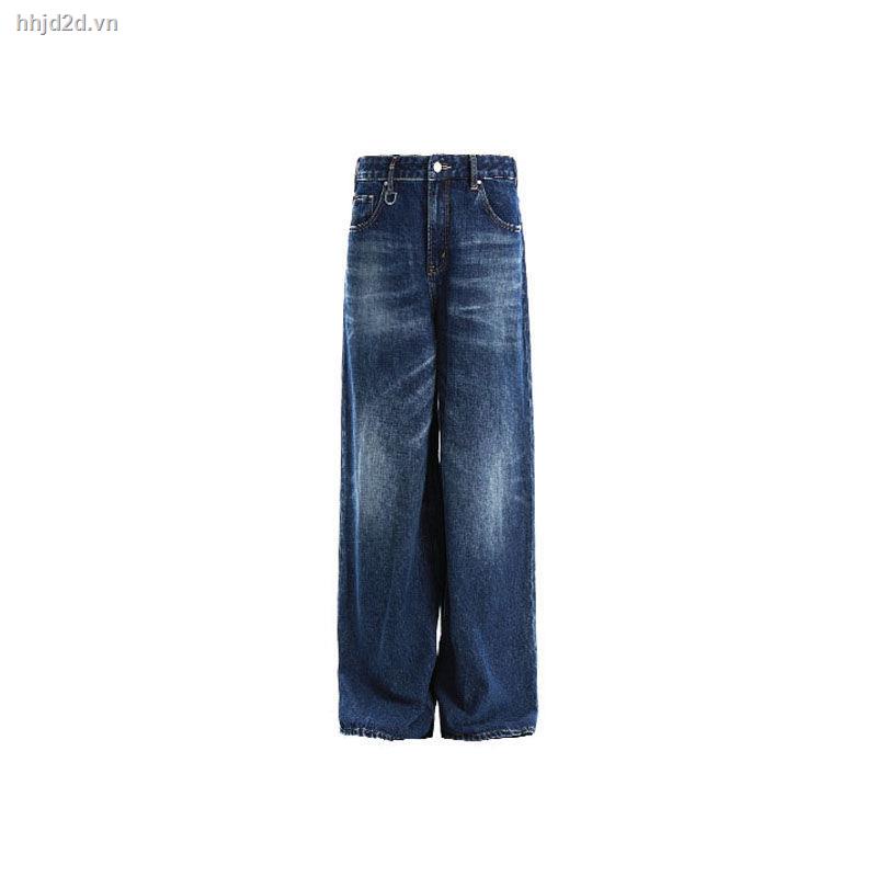 Quần Jean Dài Lưng Cao Ống Rộng Cỡ Lớn Thời Trang Xuân Thu Cá Tính Cho Nữ