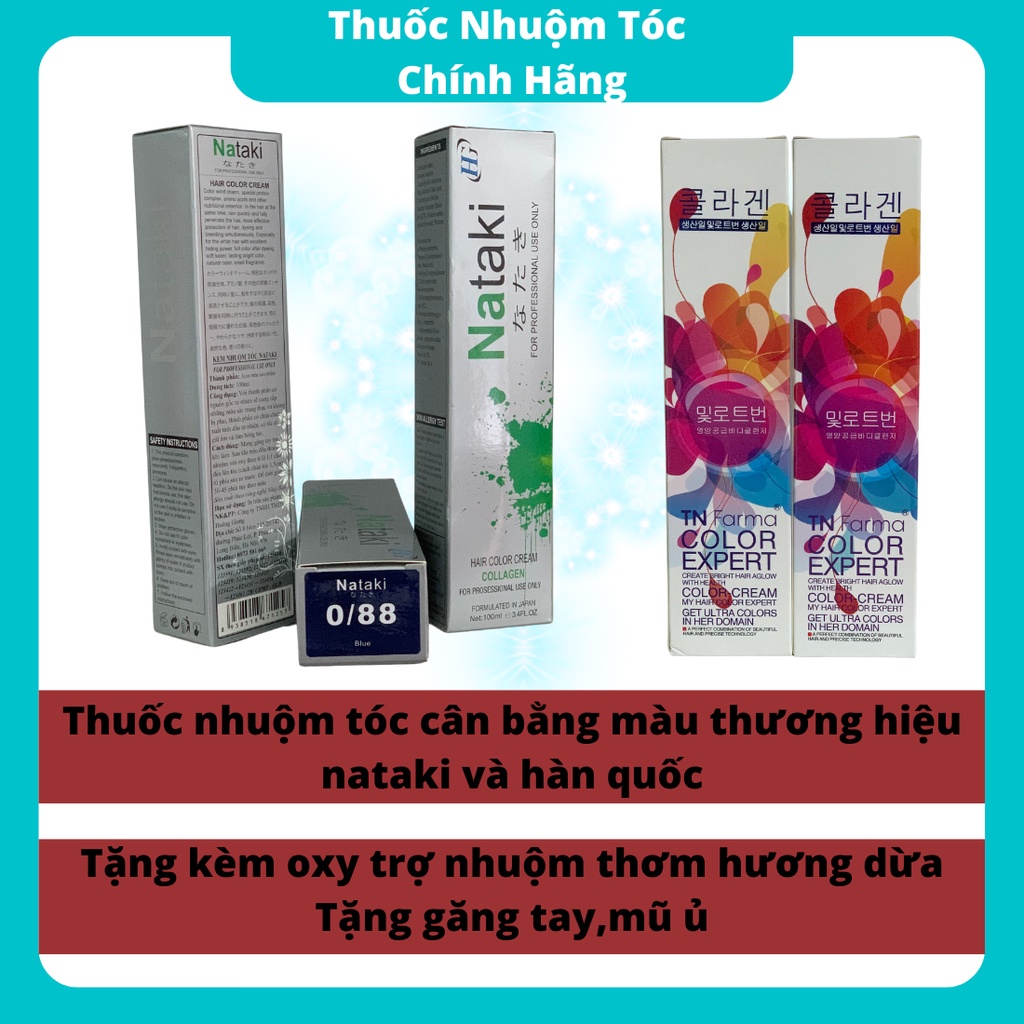 Thuốc nhuộm tóc màu xanh dương tặng kèm oxy trợ nhuộm và găng tay