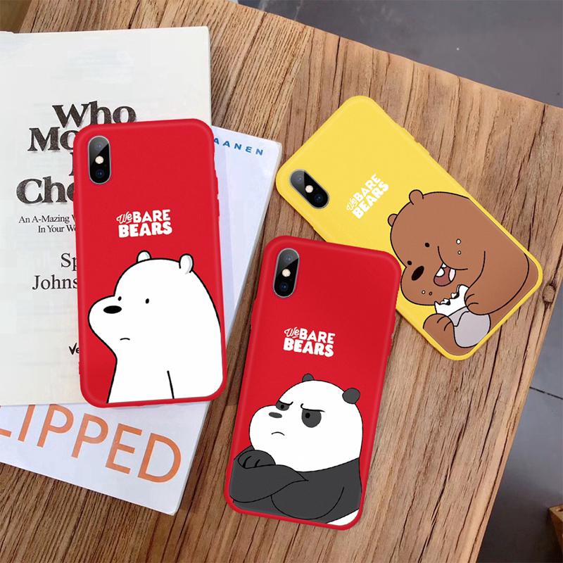 Ốp điện thoại silicon We Bare Bears họa tiết dành cho iPhone X XR XS MAX 6 6s 7 8 Plus