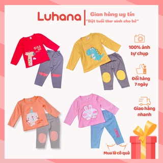 Bộ quần áo bé gái cotton mềm, đồ bộ trẻ em dài tay cho bé 1 tuổi tới 5 tuổi Luhana Shope