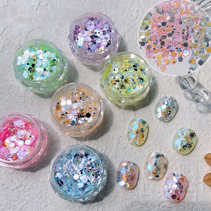 Set 12 Hộp Kim Tuyến 3D Lấp Lánh Trang Trí Móng Tay