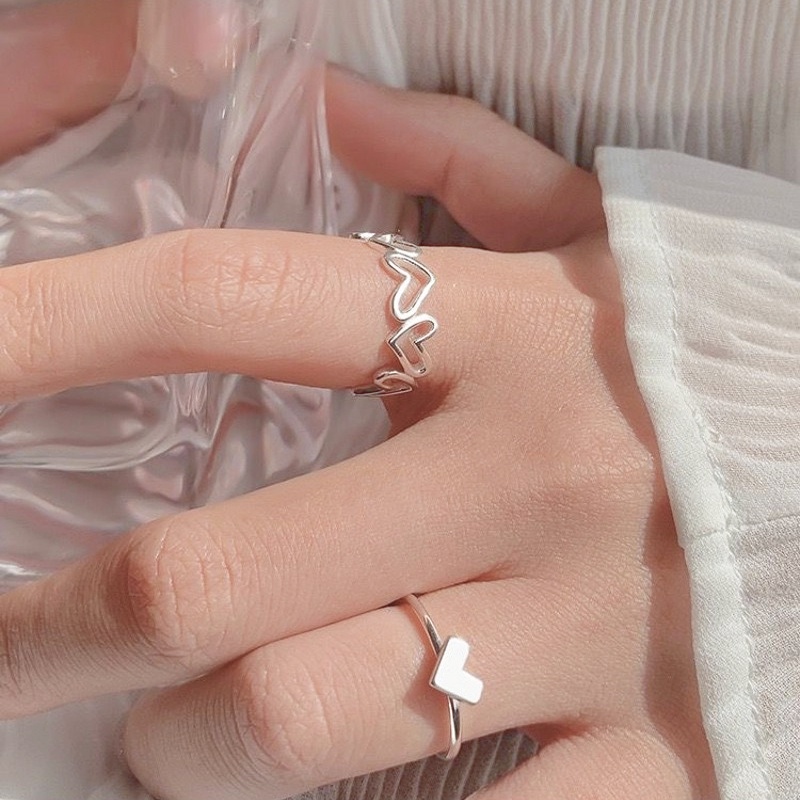 Nhẫn Hở Họa Tiết Trái Tim Thời Trang Đơn Giản Có Thể Điều Chỉnh Cho Nữ