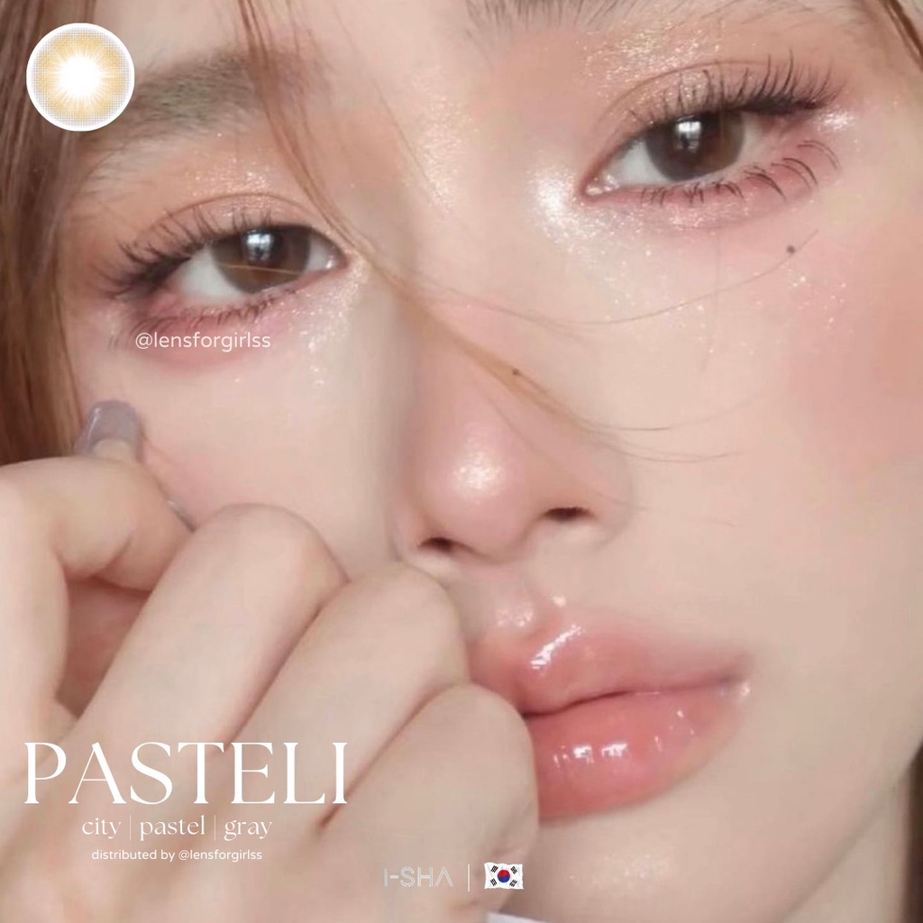 Kính áp tròng trong trẻo phong cách nhẹ nhàng Hàn quốc màu pastel Sugar Pasteli City Brown | Hsd 8-12 tháng | Lens cận