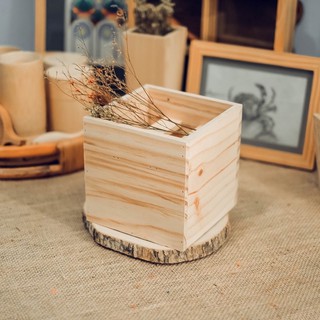 HỘP GỖ CẮM HOA - TRỒNG CÂY - VINTAGE (15x15x15 cm)