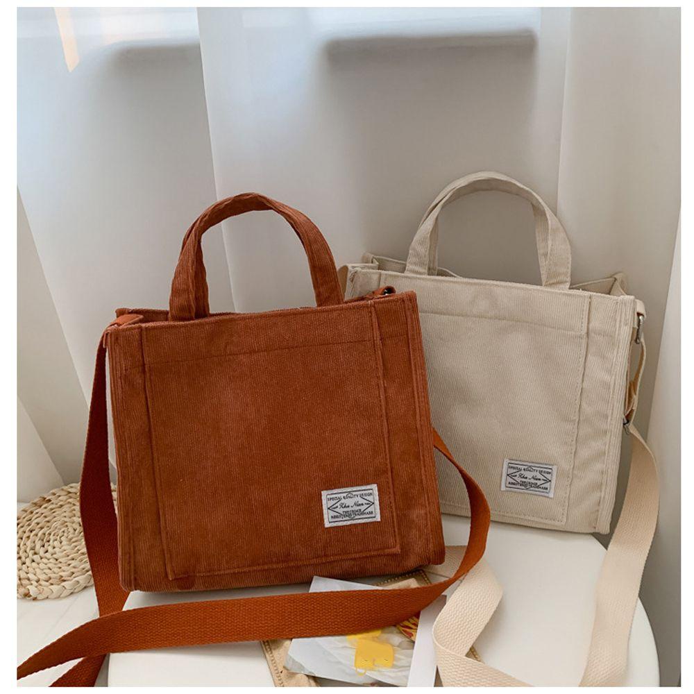 UPSTOP Women Corduroy Zipper Shoulder Bag Small Cotton Canvas Handbag Casual Tote Eco Crossbody Bag Vintage Messenger Bags