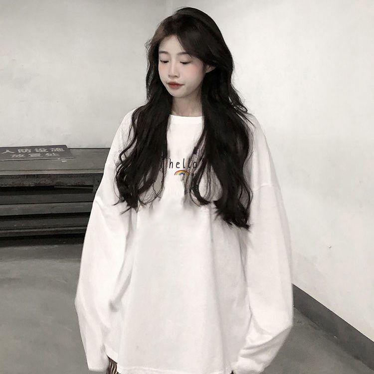 Áo Thun Cotton Tay Dài Dáng Rộng Plus Size Thời Trang Mới 200Kg Cho Nữ 2022