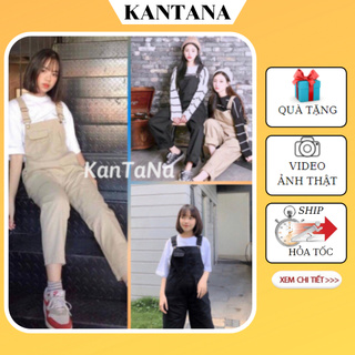 Quần yếm kaki túi ngực 2 màu đen,màu be unisex KANTANA52