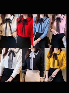 ÁO LEN NỮ CỔ REN ĐIỆU ĐÀ ( HÌNH THẬT)