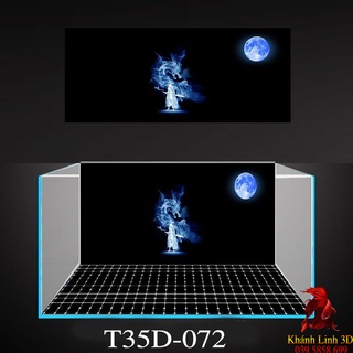 Tranh 3d bể cá cảnh mẫu trăng - tranh bể cá sẵn keo dán - tặng kèm bộ dụng cụ dán