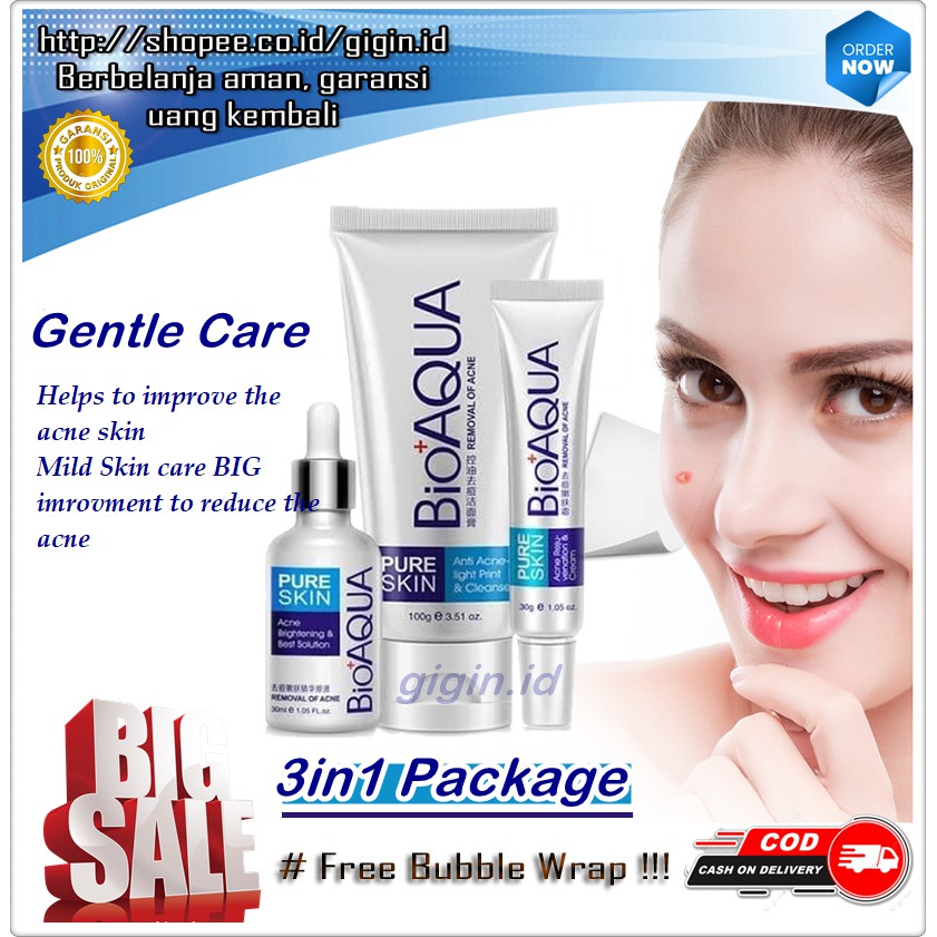 (Hàng Mới Về) Bộ Sản Phẩm Trị Mụn Bioaqua 3 Trong 1 Tiện Dụng