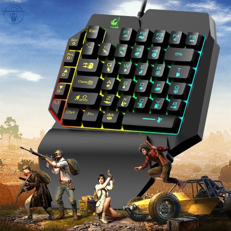 Bàn phím một tay giả cơ led đổi màu 39 phím chuyên game mobile pubg Free Fire trên điện thoại, máy tính bảng, Laptop