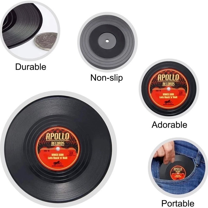 1 Miếng Lót Cốc Đĩa Than/ Bàn Ăn Vinyl Chống Trượt Kiểu Vintage Dành Cho Nhà Bếp Gia Đình