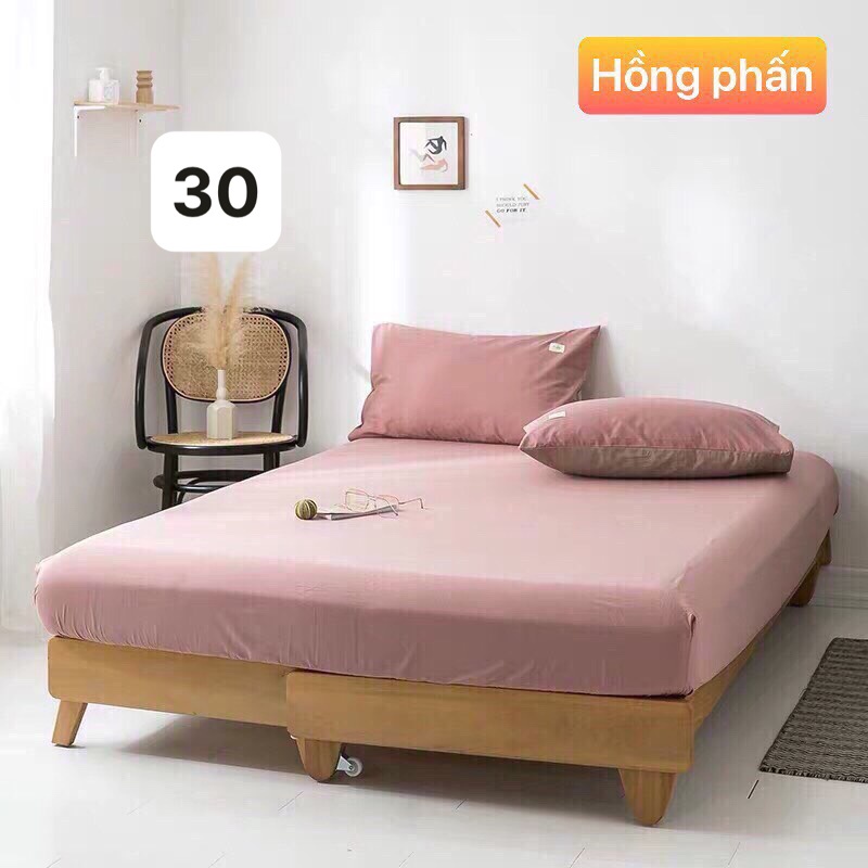 Bộ Ga trải giường, Drap trải giường 1 màu trơn chất cotton siêu mát, không xù lông, màu sắc đa dạng đủ kích cỡ 1m6,1m8