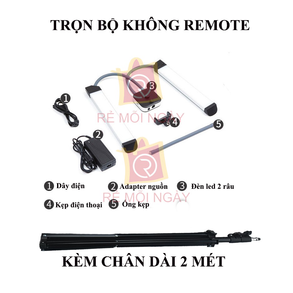 Đèn led nối mi, đèn phun xăm, đèn led spa, đèn livestream,  thẩm mỹ làm đẹp, salon tóc, đèn 2 râu có remote điều khiển