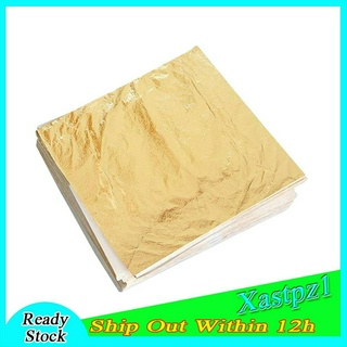[Xastpz1] 100 Miếng Giấy Mạ Vàng 14x14cm Dán Nghệ Thuật Thủ Công