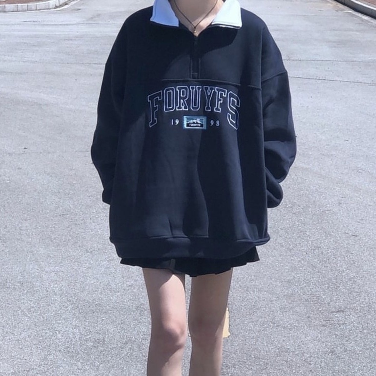 Áo Nỉ Nữ Zip Foruyfs ⚡ Casper.Store | FREESHIP | ⚡ Áo mùa đông dài tay form rộng HOT TREND