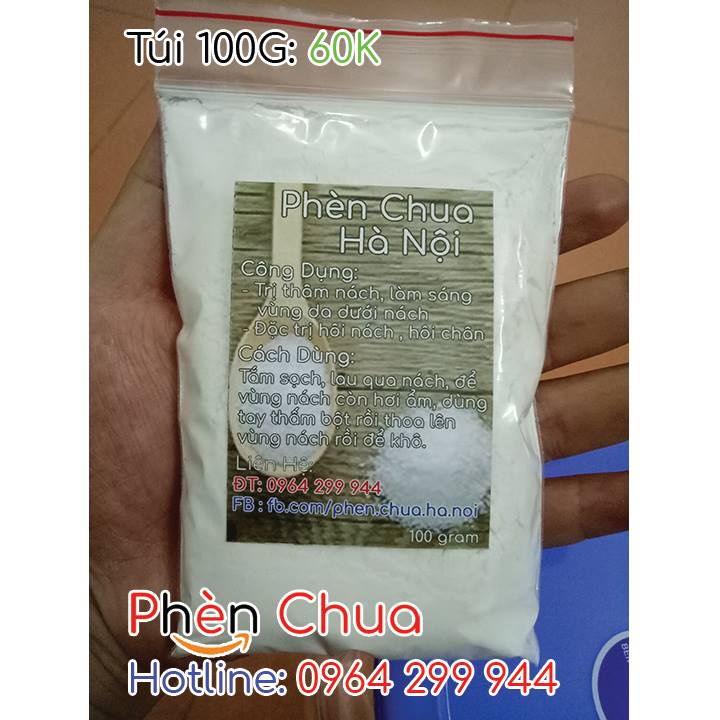 100 Gram Bột Phèn Chua Hà Nội Nguyên Chất, khử mùi Hôi nách, Hôi chân