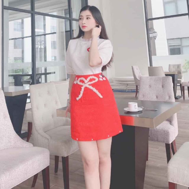 Sét váy trắng đỏ