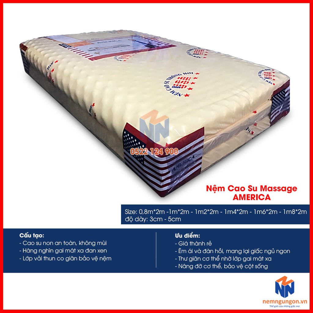Nệm cao su non matxa America - Dày 5cm - Phạm Thanh