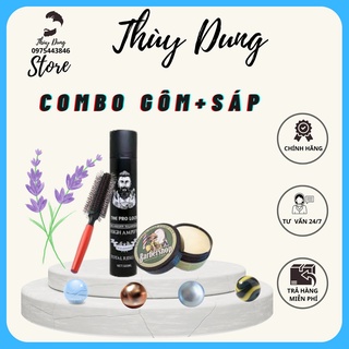Combo gôm sáp the pro lock + wax barbershop tạo kiểu giữ nếp cho tóc. hàng chính hãng