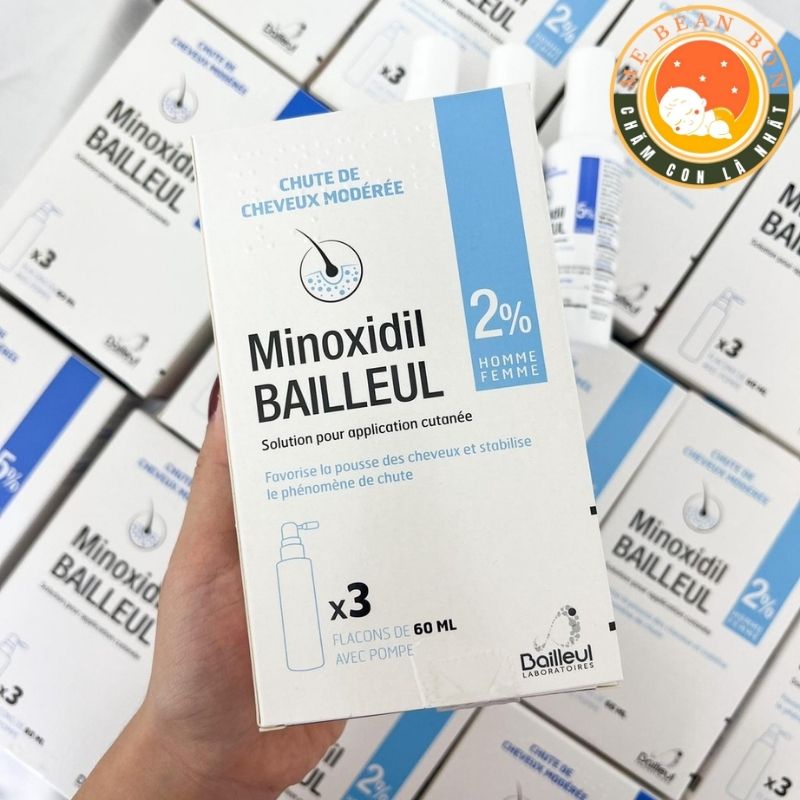 Xịt kich thích mọc tóc Minoxidil Baileul 2% Pháp 60ml dành cho người rụng tóc ít, 5% dành cho nam nữ rụng tóc nhiều
