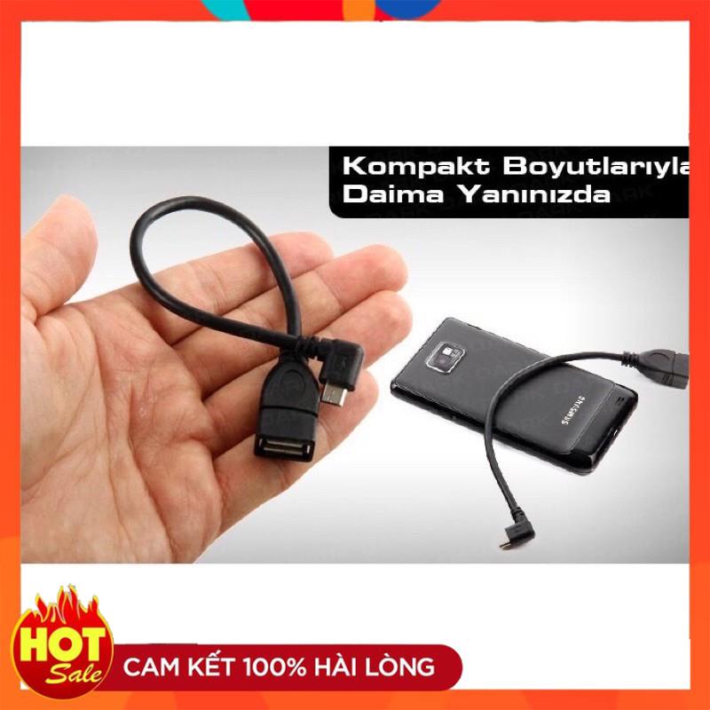 Cáp OTG Micro USB To USB Bẻ cong góc 90 độ  - Loại zin bóc thiết bị