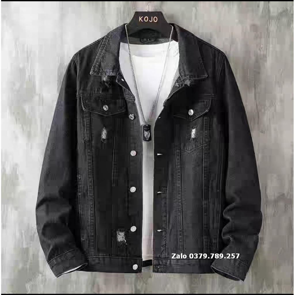 [Sỉ] Áo khoác jean nam nữ Unisex đen Angel form rộng đẹp cao cấp Chiwawa shop