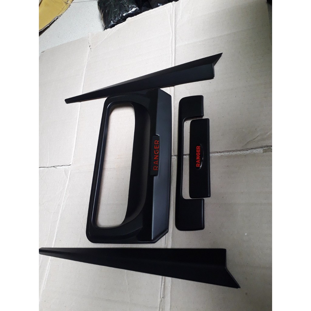 Bộ ốp hõm cốp + tay Cốp đen nhám cao cấp xe Ford Ranger 2013-2021