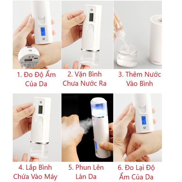 Máy Xông Mặt Mini - Đo Độ Ẩm Của Da - Kiêm Sạc Dự Phòng Công Nghệ Nano