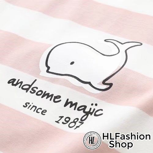Áo thun tay lỡ form rộng sọc cá voi siêu xinh, áo phông form rộng size HLFashion