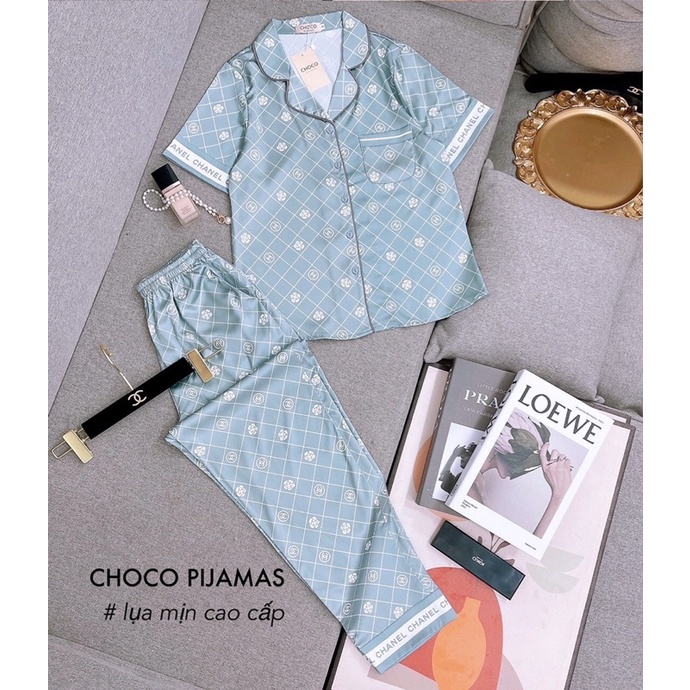 Bộ lụa dài tay hãng sam choco áo dài tay quần dài bộ mặc nhà đẹp bộ pijama cao cấp