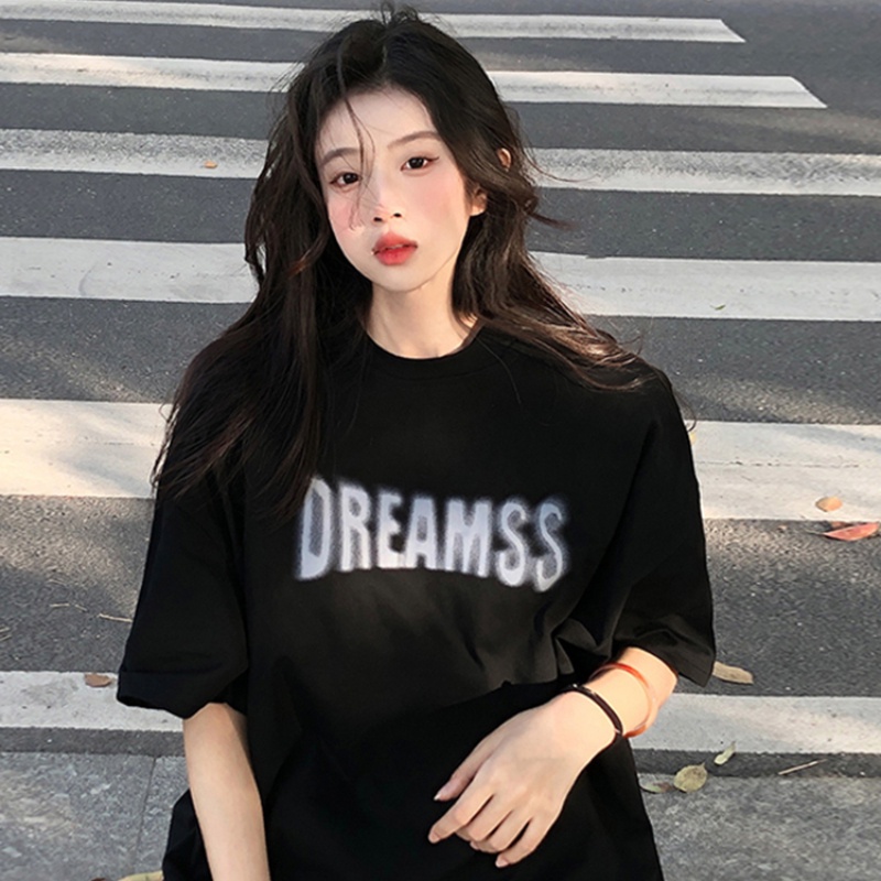 NRVP Áo Thun Nữ Ngắn Tay In Chữ Phong Cách Hàn Quốc