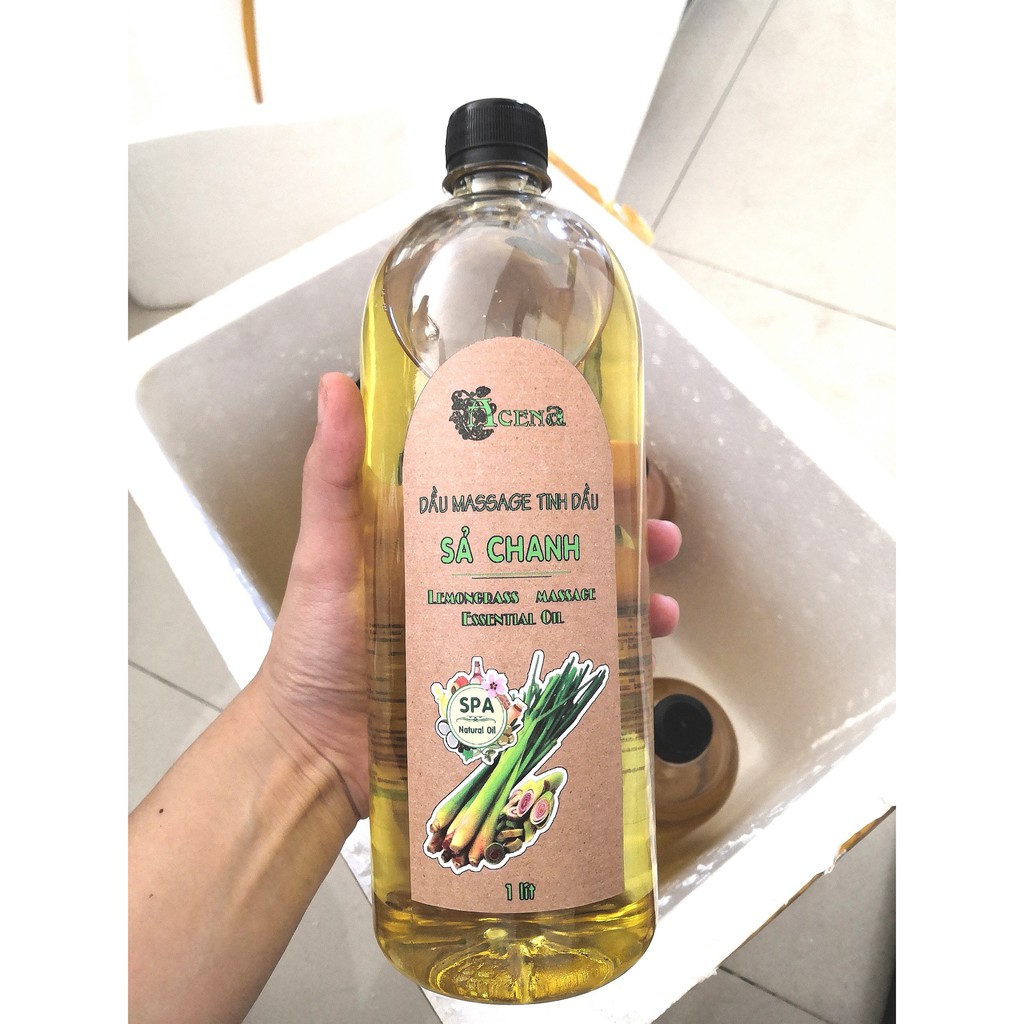 Dầu Massage Body Tinh Dầu Sả Chanh ACENA 1000ml Chuẩn Spa, Trơn Tay Dễ Dùng