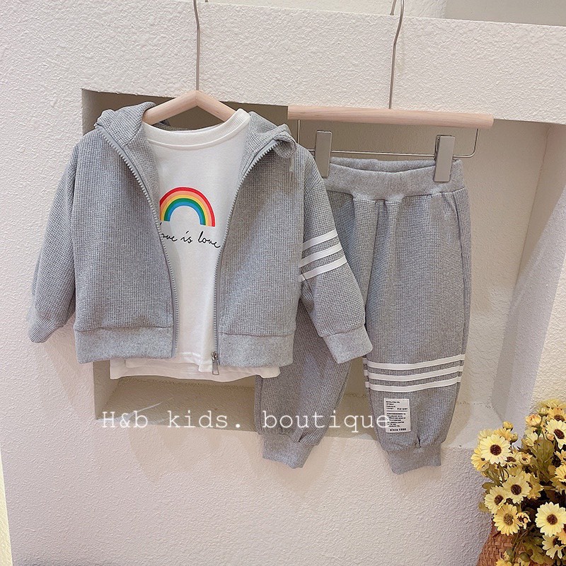 Bộ nỉ da cá phong cách thể thao cá tính- Bộ quần áo thu đông cho bé