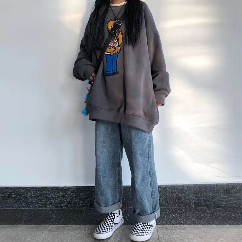 Áo sweater nỉ bông vừa hình thêuu 🐻