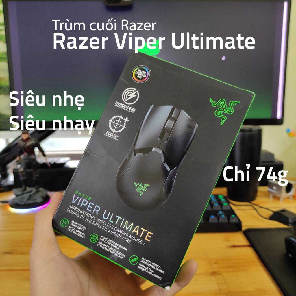 Chuột gaming không dây Razer Viper Ultimate led RGB nhẹ hơn nhạy hơn cả Chuột không dây Logitech G903